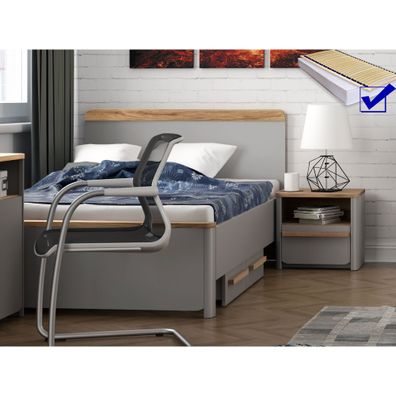 Jugendzimmer Selim 21 grau 5-teilig Matratze Lattenrost Nachttisch