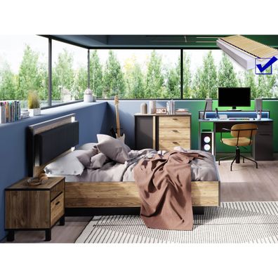 Jugendzimmer Hailey 11 Alpine Picea 5-teilig Lattenrost Matratze LED