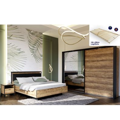 Jugendzimmer Hailey 12 Alpine Picea 4-teilig Lattenrost Bett LED