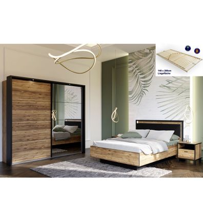 Jugendzimmer Hailey 14 Alpine Picea 4-teilig Lattenrost Bett LED