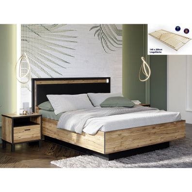 Jugendzimmer Hailey 13 Alpine Picea 2-teilig Lattenrost Bett LED