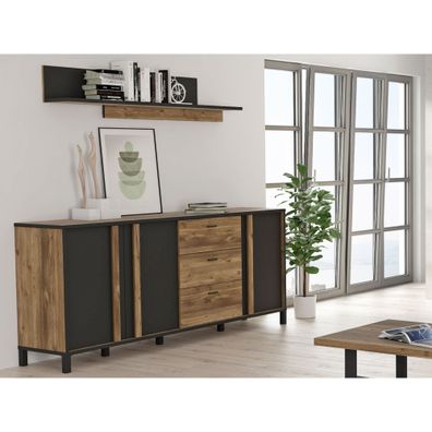 Wohnzimmer Hailey 33 Alpine Picea 3-teilig Highboard Lowboard