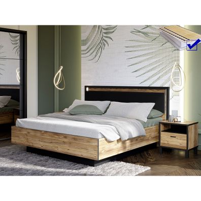 Schlafzimmer Hailey 23 Alpine Picea 4-teilig Lattenrost Matratze LED