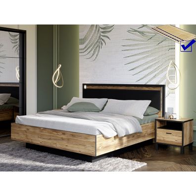 Schlafzimmer Hailey 23 Alpine Picea 2-teilig Lattenrost Bett LED