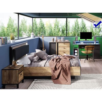 Schlafzimmer Hailey 21 Alpine Picea 4-teilig Lattenrost Bett LED