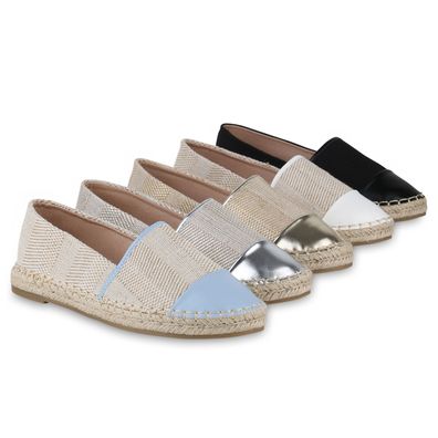 VAN HILL Damen Espadrilles Slippers Bast Sommer Freizeit Schlupf-Schuhe 841187