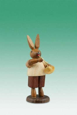 Osterdekoration Osterhase Musikant mit Waldhorn Höhe 7,5cm NEU Osterdeko Osterhas