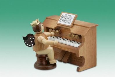 Holzfigur Musikantenengel am Harmonium natur ohne Krone Höhe 6,5cm NEU Holzengel