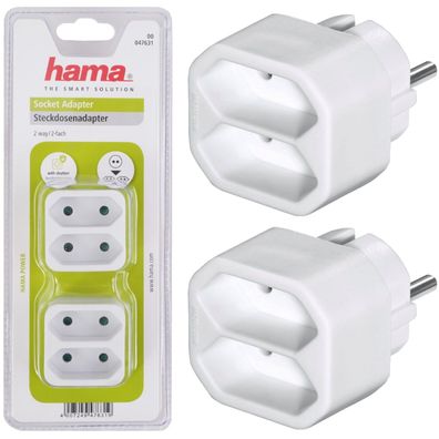 2x Hama Multi-Stecker 2-Fach Mehrfachstecker Kombi-Adapter Steckdose T-Verteiler