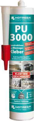 HOTREGA® PU-3000 Konstruktions-und Montagekleber, 310 ml Kartusche, hellbeige