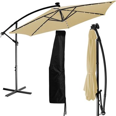 Stilista Ampelschirm 350 cm mit LED Beleuchtung und Kurbelvorrichtung, beige