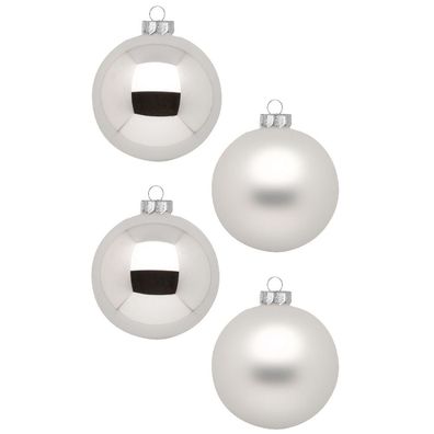 Weihnachtskugeln 12 Stk 8cm Frosty Silver