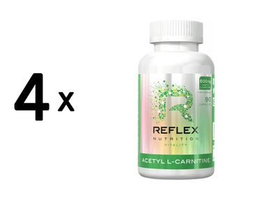 4 x Reflex Nutrition Acetyl L-Carnitine 500mg (90 Capsules)