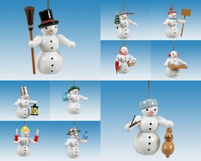 Baumbehang Schneemann 10tlg. Höhe 6,5cm NEU Weihnachten Baumschmuck Holzschmuck H