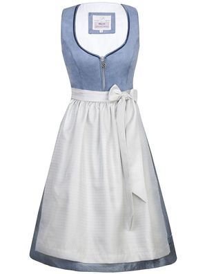 Dirndl Holly 68er Länge taubenblau/silber