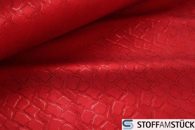 Stoff PVC Kunstleder Schlange Cobra rot leicht glänzend