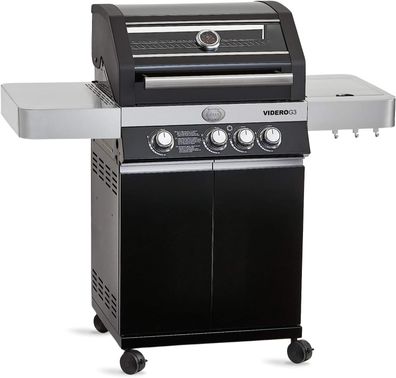 RÖSLE Gasgrill BBQ-Station VIDERO G3 schwarz mit Seitenbrenner