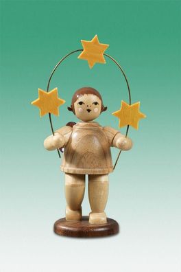 Holzfigur Engel mit Sternbogen und Krone natur Höhe 6,5cm NEU Holzengel Instrumen