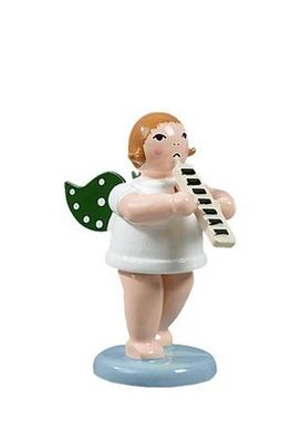 Holzfigur Engel mit Melodica und Krone Höhe 6cm NEU Holzengel Bote Gottes Cherub