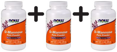 3 x NOW Foods D-Mannose, Powder - 85g