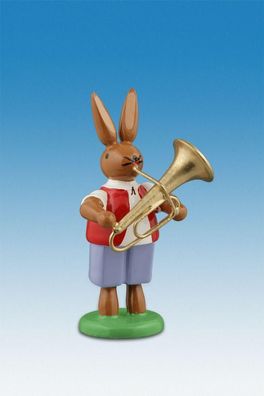 Osterdekoration Osterhase mit Tuba Höhe 7,5cm NEU Osterdeko Osterhasenfigur Oster