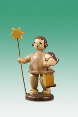 Holzfigur Engel mit Lampion Stern Laterne natur ohne Krone Höhe 6,5cm NEU Holzeng