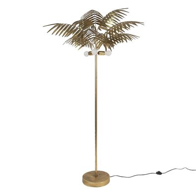 Clayre & Eef Stehlampe Palme Ø 100x193 cm Goldfarbig Eisen