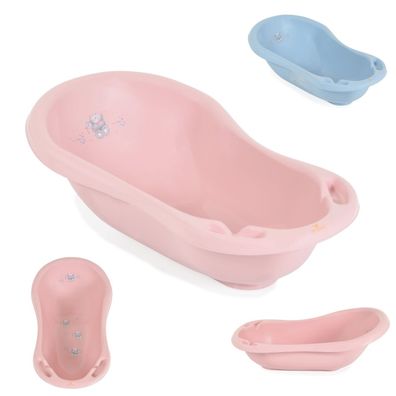 Cangaroo Baby Badewanne Basic 80 cm rutschfest, anatomische Form, Ablagefächer