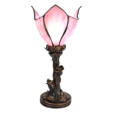 LumiLamp Tiffany Tischlampe 32 cm Rosa Glas