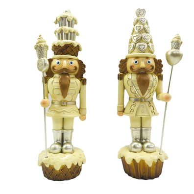 Clayre & Eef Figur 2-er Set Nussknacker 23 cm Beige Polyresin (Gr. (2) 8x6x23 cm)