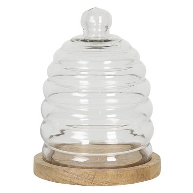 Clayre & Eef Glocke Ø 15x20 cm Holz Glas Rund (Gr. Ø 15x20 cm)