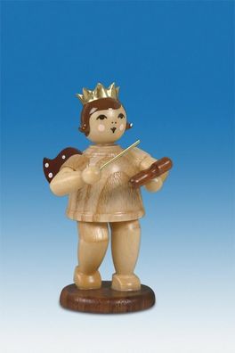 Holzfigur Musikengel mit Holzblocktrommel ohne Krone Höhe 6,5cm NEU Holzengel Ins