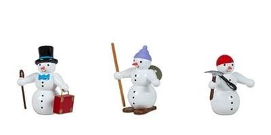 Holzfigur Schneemänner 3tlg. Höhe 6,5cm NEU Schneemensch Schneefigur