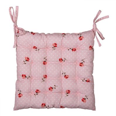 Clayre & Eef Stuhlkissen Schaumstoff 40x40x4 cm Rosa Baumwolle Quadrat Blumen