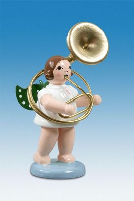 Holzfigur Engel mit Sousaphone ohne Krone Höhe 6cm NEU Holzengel Instrument Seiff