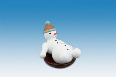 Holzfigur Schneemann Wokfahrer Höhe 6,5cm NEU Schneemänner Seiffen Erzgebirge Fig
