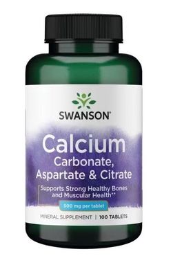 Calcium (Carbonate, Aspartate & Citrate), 500mg - 100 tabs