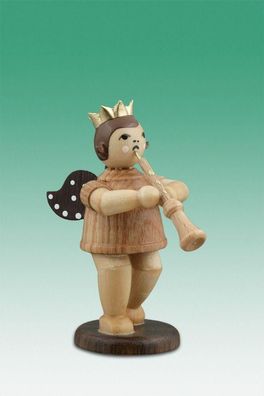 Holzfigur Musikantenengel mit Schalmei natur ohne Krone Höhe 6cm NEU Holzengel In