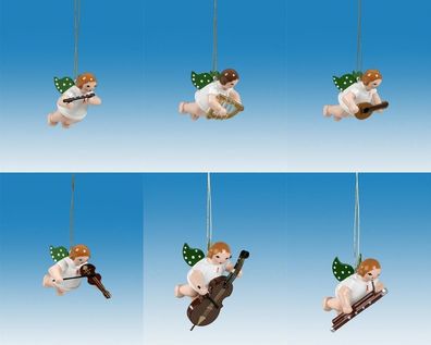 Christbaumschmuck Schwebengel mit Instrument und Krone 6 teilig Höhe 6cm NEU Baum