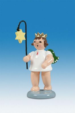 Holzfigur Engel mit Lampion Stern und Krone Höhe 6cm NEU Holzengel Instrument Sei