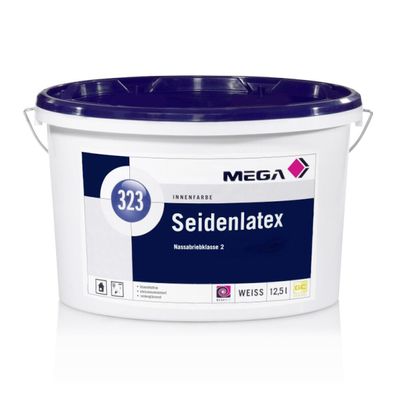 MEGA 323 Seidenlatex Innenwand weiß 12,50 l Wandfarbe Maler streichen hochwertig