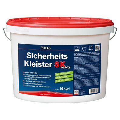 Kleister Pufas Fertigkleister Sicherheitskleber Tapeten 16kg SK Ready Neubau