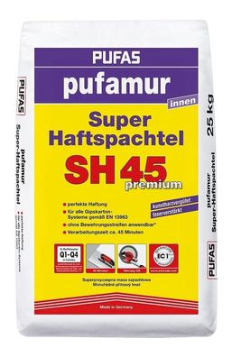 Spachtelmasse Gips Super Haftspachtel SH45 Pufas Pufamur 25 kg