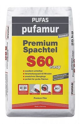 Spachtelmasse Gips Leicht Schleifbar S60 Pufas Pufamur Easy 25 kg