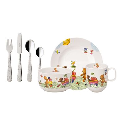 Villeroy & Boch Hungry as a Bear Set 7tlg. EF Premium Porcelain, delstahl rot