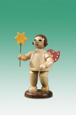 Holzfigur Weihnachtsengel mit Stern natur ohne Krone Höhe 6,5cm NEU Holzengel Ins
