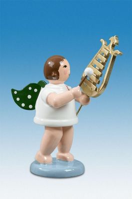 Holzfigur Engel mit Lyraglockenspiel ohne Krone Höhe 6cm NEU Holzengel Instrument