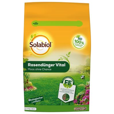 Solabiol Rasendünger Vital, Moos ohne Chance - 14 kg