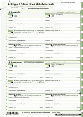 RNK Verlag 705 Antrag Mahnbescheid SD alle Bundesländer 1 x 2 Blatt 210mm x 24"(S)