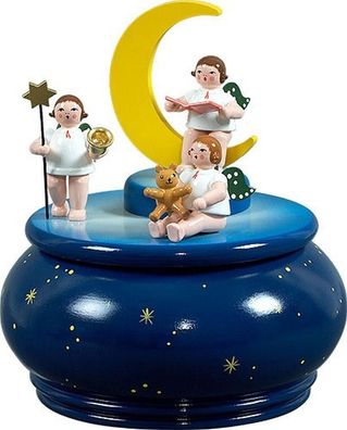 Spieldose Engeltrio mit Mond ØxH 15x18cm NEU Spieluhr Spielwerk Musik Dose Figur